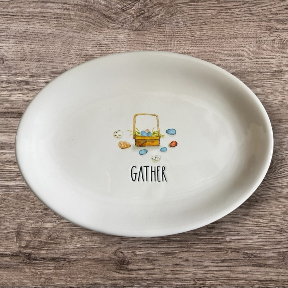 RAE DUNN SMALL OVAL PLATE - “GATHER” - Artisan Collection by Magenta